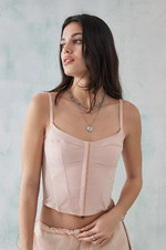 Urban Outfitters Lara Seamed Corset Baby Pink Size S - New Without Tags