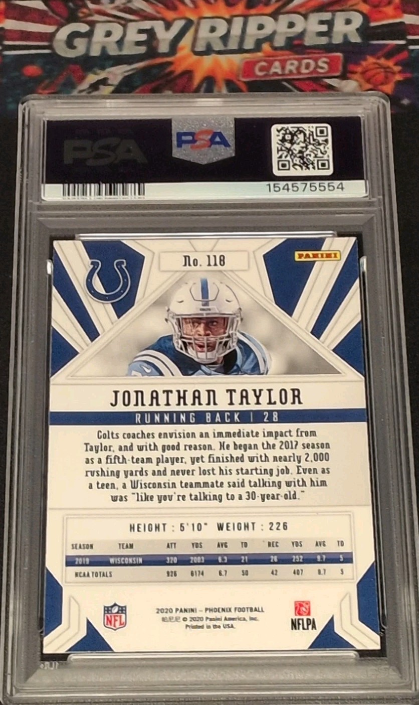 PSA 10 2020 Phoenix Rookie Jonathan Taylor #118 Fire Burst (RC) COLTS  view 2