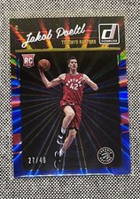 2016-17 Panini Donruss Rookie Card Jakob Poeltl #159 Blue Holo Laser /49 (RC). rookie card picture