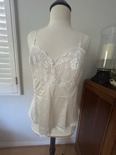 VINTAGE WHITE LACE TRIM CAMISOLE WITH ADJUSTABLE STRAPS MEDIUM