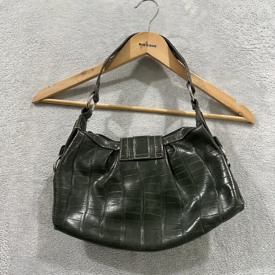 Bolso de Hombro De Colección Imitación Cuero Cocodrilo 12 x 7 Verde Y2K Grunge Whimsigoth Foto 2 de 4