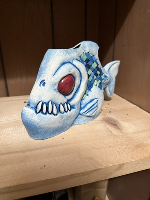 #ad Shrunken Monkey Piranha Rainbow Fish Glaze 1 1 Tiki Mug $250.00