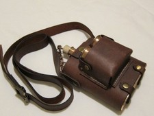 Jacob Bromwell Copper Pocket Flask & Jigger Set w/ Chain and Shoulder case-RARE