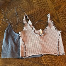 Urban Outfitters Out from under Ribbed, Crop Tanks, Gray and blush Sz Small