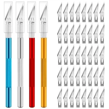 Non-Slip Metal Scalpel Knife Set with 5 Blades Engraving Craft Cutter Tool