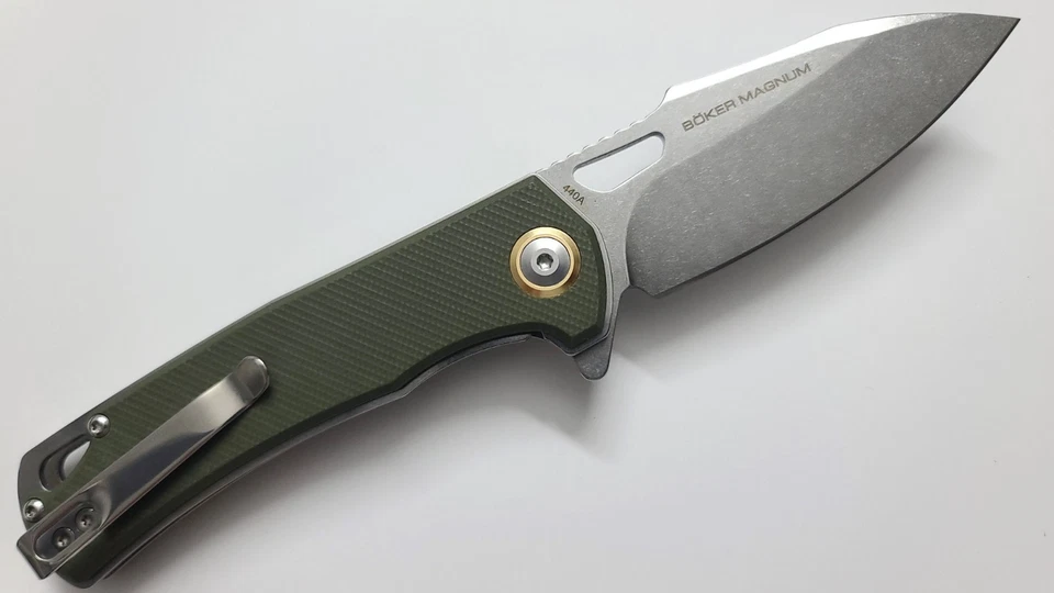 Faca dobrável Boker Magnum Skeksis Linerlock acabamento acetinado lâmina modelo # 01SC008 - Imagem 3 de 4