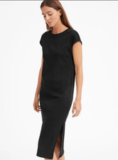 Everlane The Luxe Cotton Side Slit Tee Midi Dress Black Womens Medium