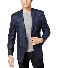 Michael Kors Mens Classic-Fit Two Button Blazer Jacket, Blue, 38 Regular