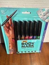 BIC BodyMark Multicolor Temporary Tattoo Markers Pack of 6 Skin Safe Fun Art