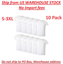 10 Pack Hanes Men's White Crew T-Shirt Super Value Cotton Size S-3XL