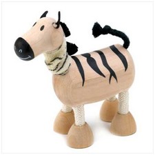 2008 Original AnamalZ Wood Zebra Toy Handmade Non-Toxic Posable Bendable 3.5 NOS