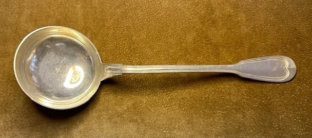 Antique Fiddle & Thread silver plated Ladle by French Silversmith Armand Frenais