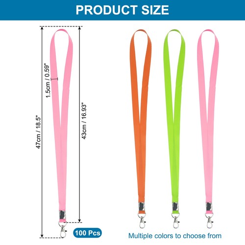 48cm Lanyards Bulk, 100pcs Teacher Lanyards for ID Badges Keys Badge, Pink - Photo 2 sur 6