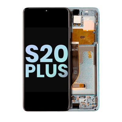 OLED-Display mit Rahmen für Samsung Galaxy S20 Plus 5G (Service Pack) (Cloud Bl