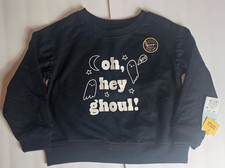 NWT Girls 4T Cat Jack Black and White Glow In the Dark Halloween Ghost Sweater