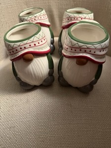 Pottery Barn Gnome Shaped Mugs Set of 4 Christmas NEW.