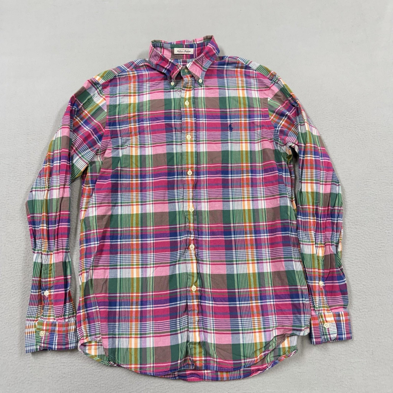 Ralph Lauren Jacket Mens Medium Multicolor Plaid Madras Button Down Preppy