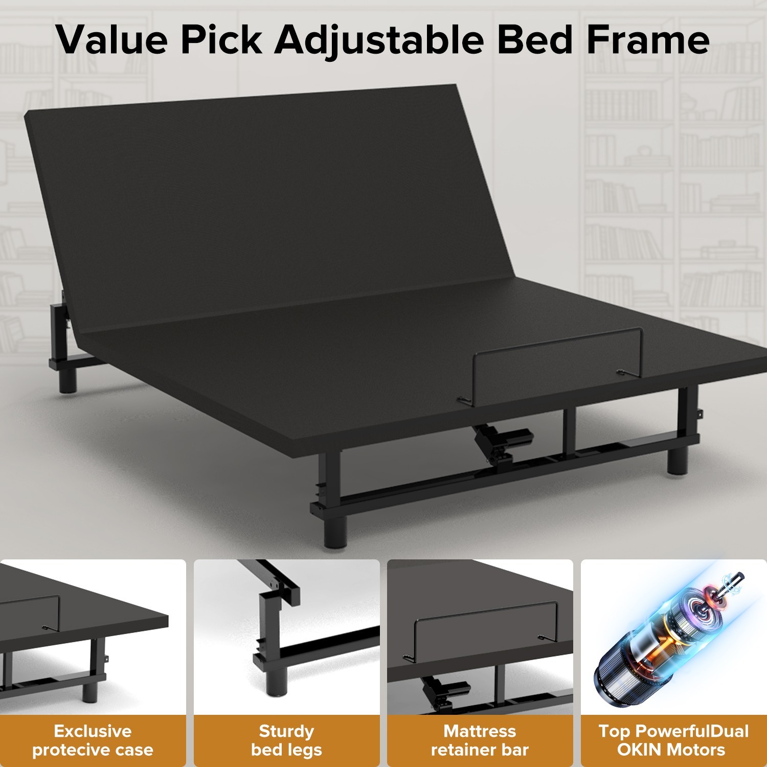 Zero Gravity Adjustable Bed Frame Quiet Head Foot Incline King USB & Nightlight