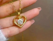 2Ct Round Cut Lab Created Diamond 14K Yellow Gold Plated Women's Heart Pendant