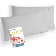 100 Egyptian Cotton Standard Pillow Cases Set of 2 - Luxury High Thread Coun...