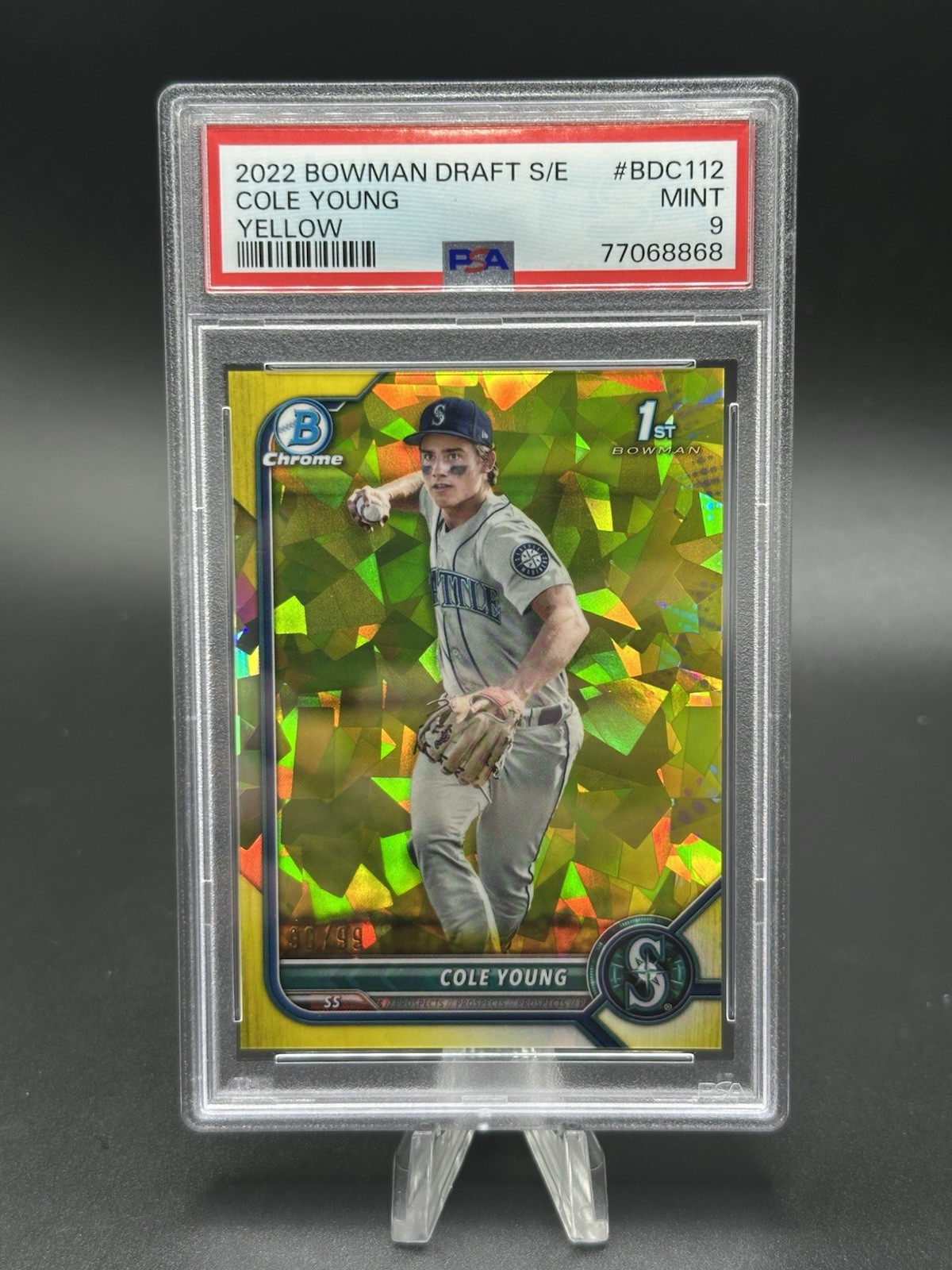 2022 Bowman Draft Sapphire Edition COLE YOUNG Yellow /99 PSA 9 Mint #BDC-112