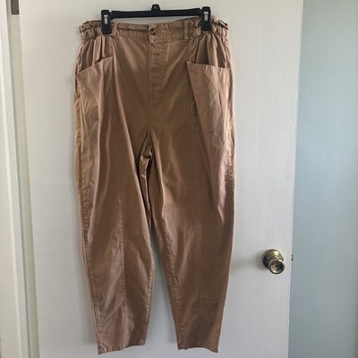 Vanilla Star Women's Tan Baggy Fit Pants Crop Size XL, Pull On