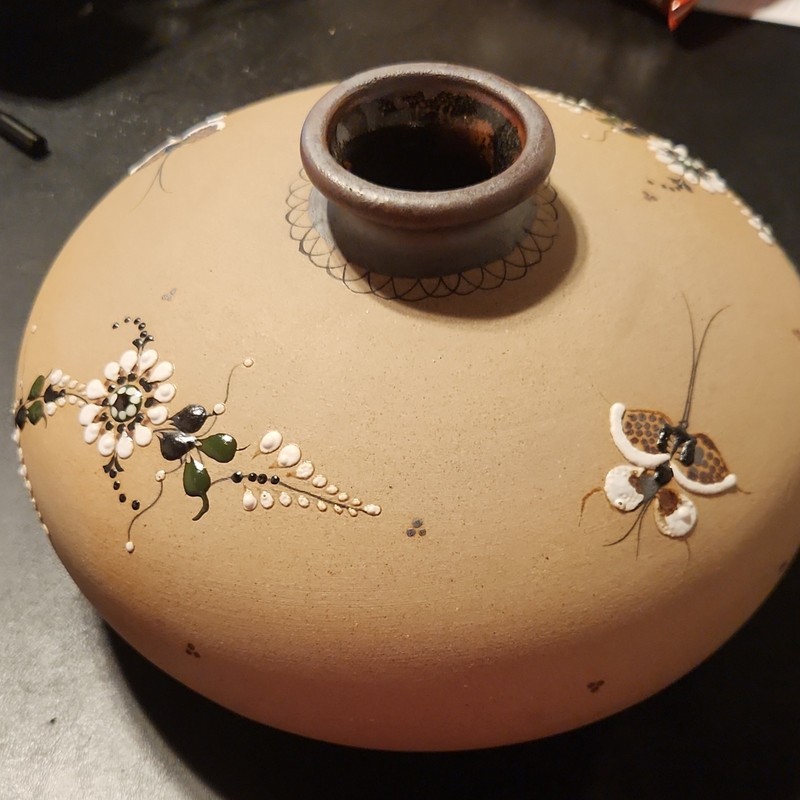 Tonal Tonala Mexico Hand-Painted Pottery Vase Floral Butterfly Design