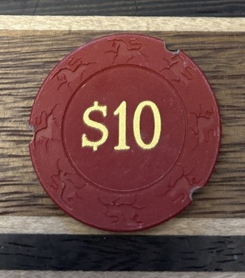 $10 Vintage Unidentified Casino Roulette Poker Gaming Chip Notched