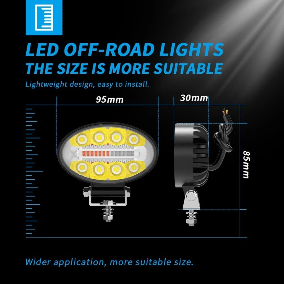 12W 8LED Red Blue Flash Mini Spotlight Work Light for Off Road Vehicle - Image 4 of 4