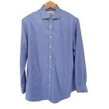 Charles Tyrwhitt Mens Blue Gingham Slim Fit Dress Shirt 17 34 French Cuff