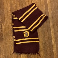 Harry Potter Gryffindor Burgundy/Gold Striped Knit Scarf w/ Crest Logo Fringe