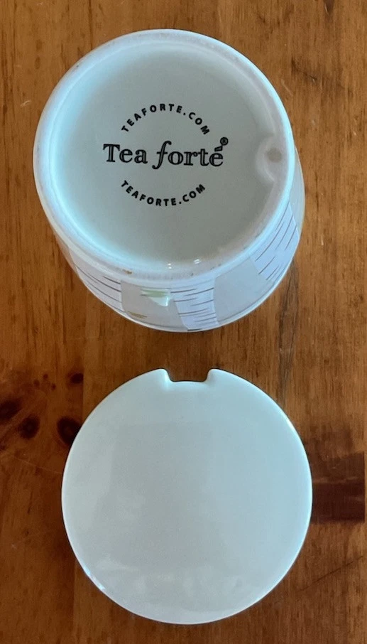 Tapa vaso taza porcelana Tea Forte abedul verde salvia gris (sin infusor) usado en excelente estado Foto 4 de 4