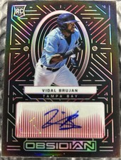 2022 Vidal Brujan Obsidian Red RC Auto /15 Rookie Rays Panini Chronicles Braves