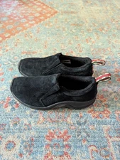 Merrell Jungle Moc Women's 7 Midnight Black Suede Leather Slip On Shoes Clogs