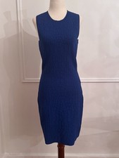 Alexander McQueen Textured Croc Knit Bodycon Dress Blue Sleeveless Sz L