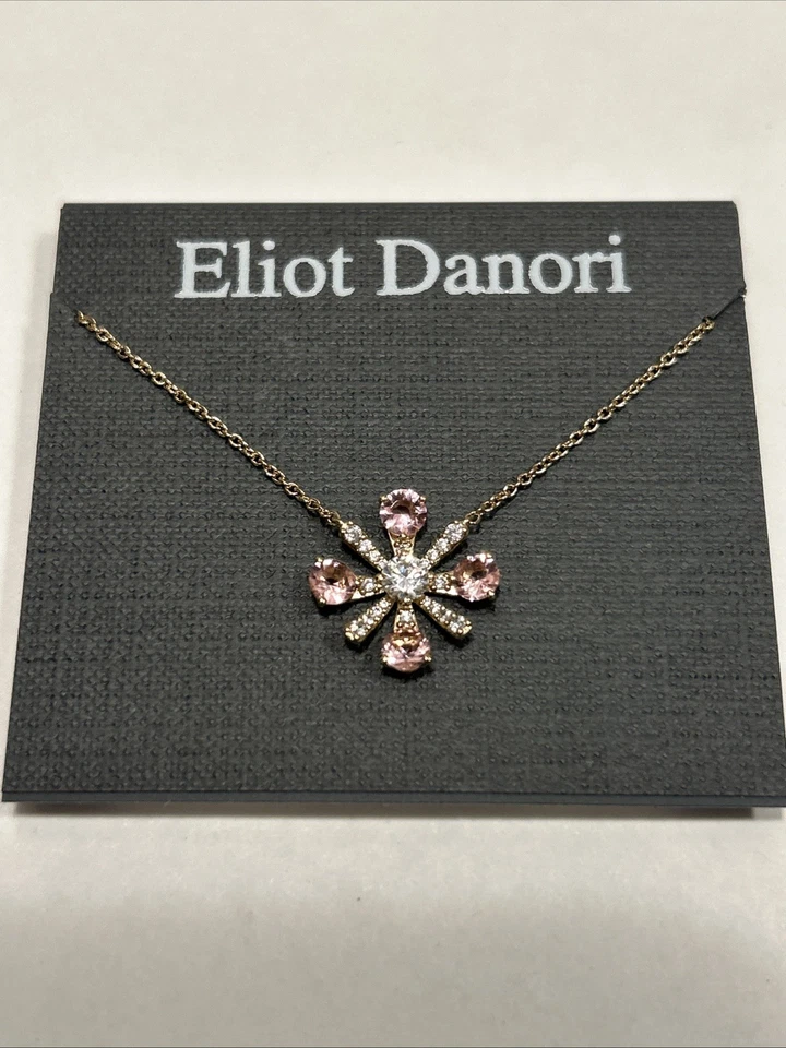 Collar Eliot Danori Rosa Brillante Floral Copo de Nieve Colgante Chapado en Rodio Foto 2 de 4