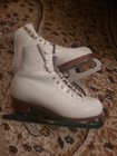 Riedell Girls Figure Skates Size 4 Medium White Leather Single Star MK Blades — photo 1