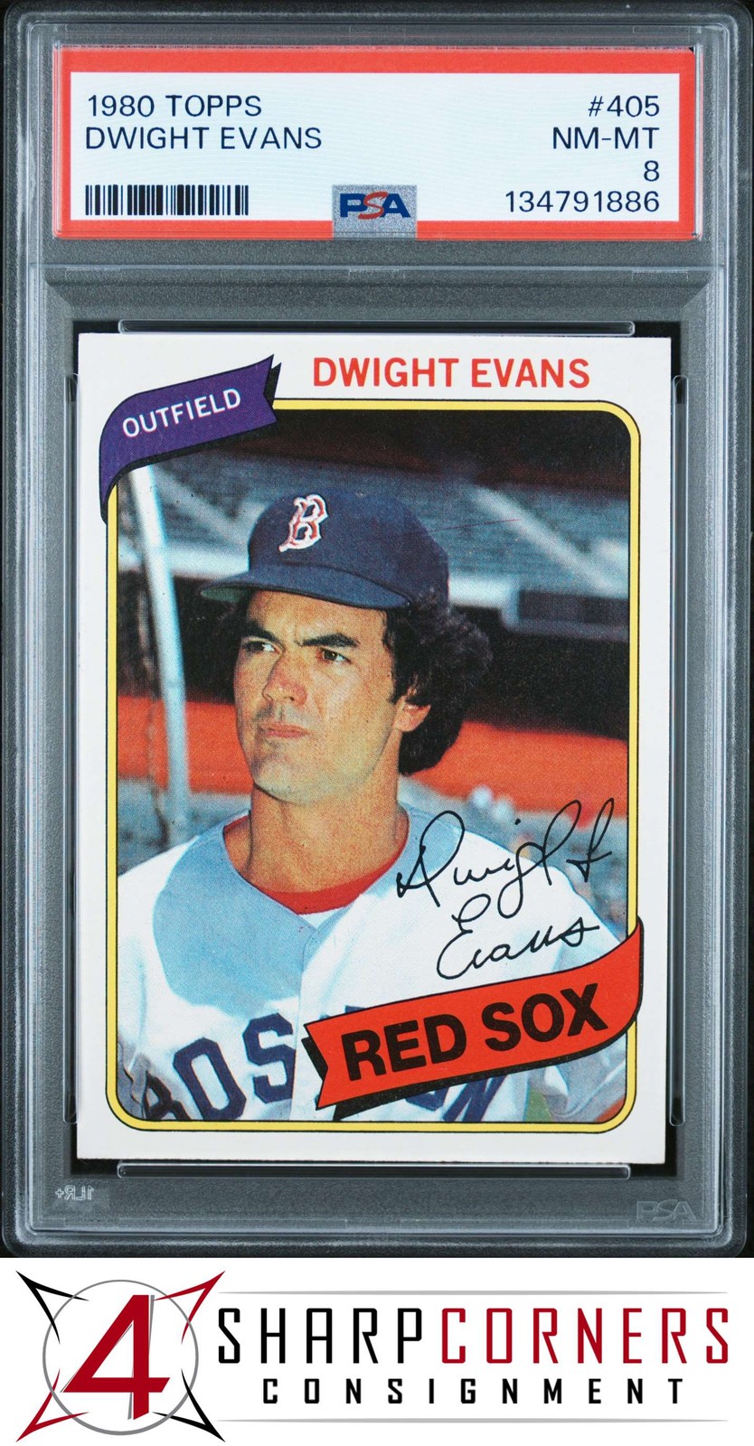 1980 TOPPS #405 DWIGHT EVANS RED SOX PSA 8