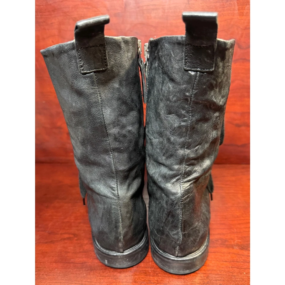 Vero Cuoio Negro Talla Euro 39 EE. UU. 8,5 Cuero Italia Medieval Talla 8,5 - 9 Para Mujer Foto 4 de 4