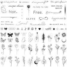Realistic Temporary Tattoos for Women - 60 Sheets Tiny Small Removable Adult Fak