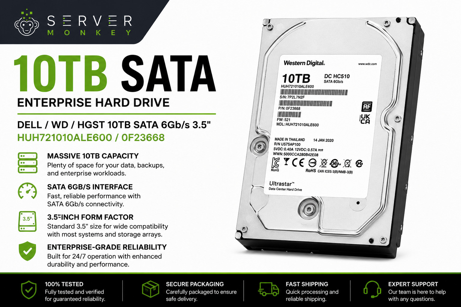 Dell / WD / HGST 10TB SATA 6Gb/s 3.5
