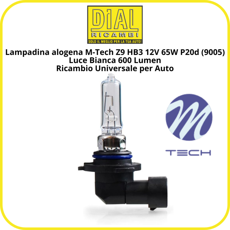 Lampadina alogena M-Tech Z9 HB3 12V 65W P20d (9005) – Luce Bianca 600 Lumen |