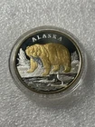 1999 Alaska Mint Bear Eating Fish- 1 Oz .999 Fine Silver 24K Gold Gilded In Cap