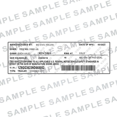 #ad Trailer ID Vin Label Mid State Trailers Professional High Tack Vinyl $69.00