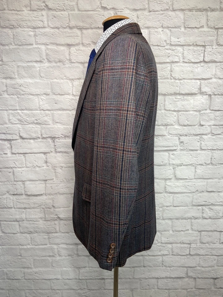 ABRIGO DEPORTIVO VINTAGE H. FREEMAN & SONS HOMBRE MARRÓN TWEED LANA CUADROS 40R Foto 4 de 4
