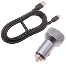 Car Charger 24W Fast 2-Port 6ft USB-C Cable DC Socket Power Adapter for Tablets