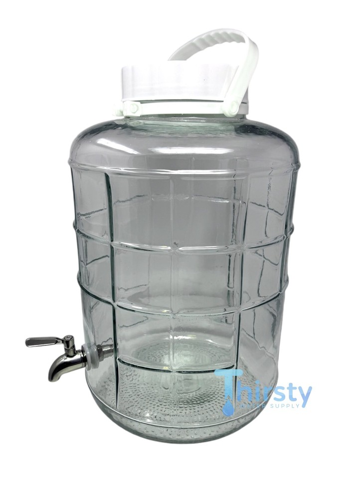 5 Gallon Glass Water Bottle Dispenser Faucet Canteen Jug Container Aqua