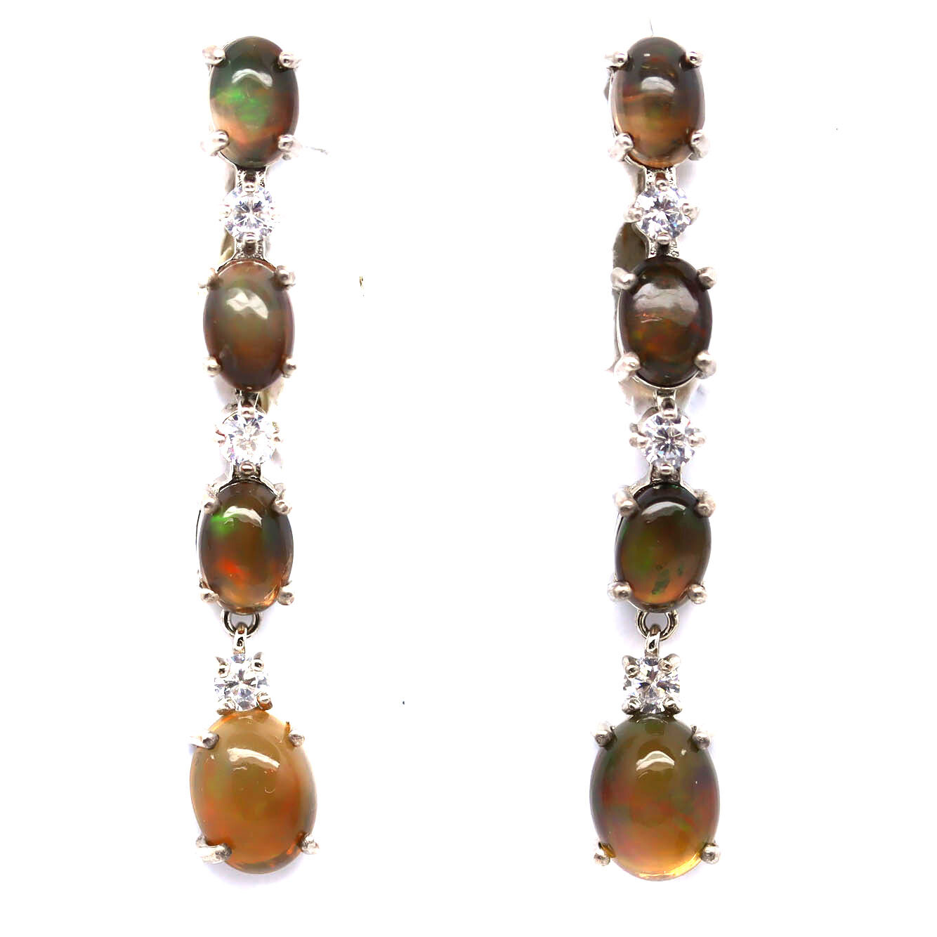 Sin Calentar Piedra Preciosa Elegante Clr Juego Negro Ópalo Y Cúbico Aretes 925