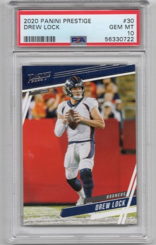2020 Panini Prestige Drew Lock RC Card #30 PSA 10 Gem Mint - Picture 1 of 2