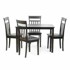 Dining Kitchen 5 Psc SET Rectangular Table 4 Warm Chairs Wood Espresso Finish